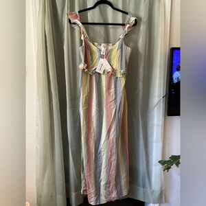 NWT For the republic Rainbow Striped Maxi Dress size medium